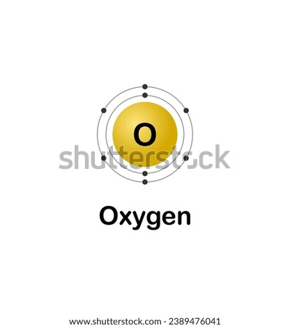 Vector illustration of an electron configuration diagram of the element Oxygen (O) on a white background.