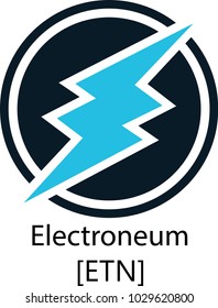 Vector Illustration Of Electroneum ETN Cryptocurrency Coin / Virtual Money Icon / Logotype In Color