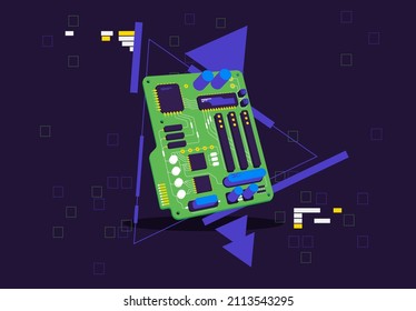 vector illustration of an electronic board on a dark background