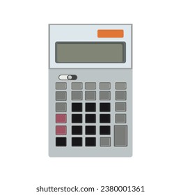 Vector illustration of electronic calculator in cartoon flat style design. Technology of calculating finance and mathematical, without number buttons isolated on white background. Calculation tools 