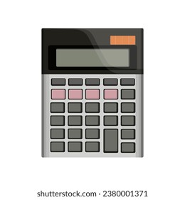 Vector illustration of electronic calculator in cartoon flat style design. Technology of calculating finance and mathematical, without number buttons isolated on white background. Calculation tools 