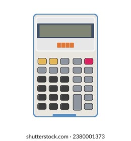 Vector illustration of electronic calculator in cartoon flat style design. Technology of calculating finance and mathematical, without number buttons isolated on white background. Calculation tools 
