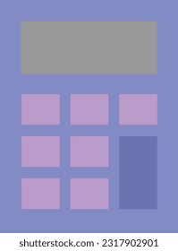 Vector illustration of electronic calculator in purple and pink colours on white background