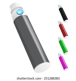 vector illustration of electronic cigarette battery. With color variations. isolated on white background