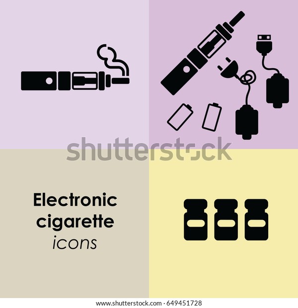 Vector Illustration Electronic Cigarette Icons Charging Stock Vector Royalty Free
