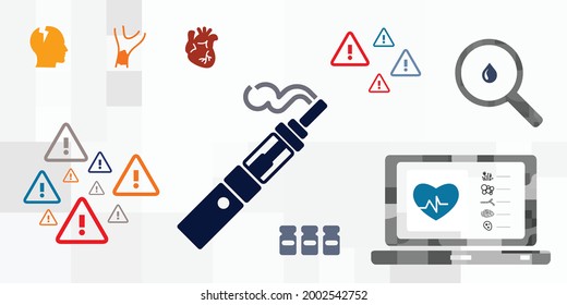 Vektorgrafik elektronischer Zigaretten und Nebenwirkungen, die diese verursachen kann