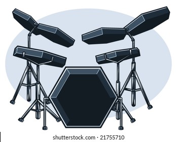 Vector Illustration Of An Electronic Drum Set