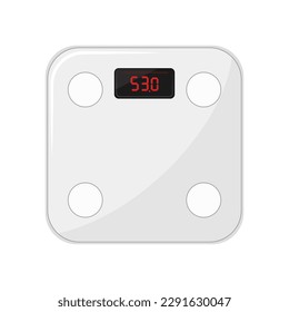 Vector illustration of electronic floor scales isolated on white background. The concept of a healthy lifestyle. Image for sports design, stickers, web design elements, postcards, banners.