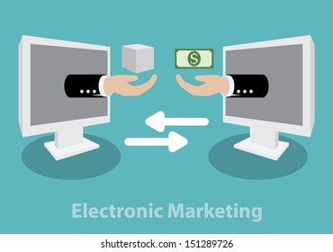 vector illustration of Electronic Marketing  concept. minimal design