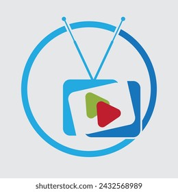ilustración vectorial de logotipo de medios electrónicos y símbolo de televisión