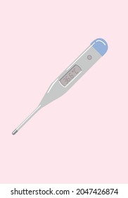 Vector illustration. Electronic thermometer on a pink background, for a poster, banner, icon, printing design, badge.