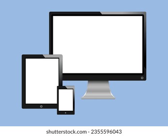 vector illustration of electronics devices. tablet, mobile and pc screen illustration.