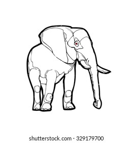 Vector illustration - Elefant on the white background
