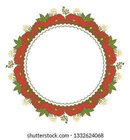 Vector illustration elegan rose red wreath frame for greeting card template