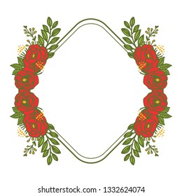Vector illustration elegan rose red wreath frame for greeting card template