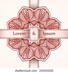 Vector illustration of elegance greeting card with arabesque.