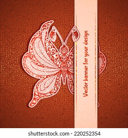 Vector illustration of elegance greeting card with butterfly