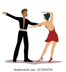 Vector illustration of elegant ballroom dancing on white background