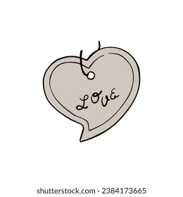 Ilustración vectorial de la tarjeta de nombre beige elegante en forma de corazón. Imagen para postal o dulces o caja de regalo para el cumpleaños Día de San Valentín de las madres. Para la decoración de papel logotipo pegatina impresión de banderas