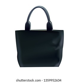 Vector illustration of elegant black bag. Fashionable women's bag for reusable.