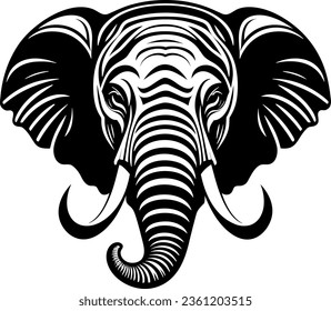 Eine Vektorgrafik eines eleganten schwarz-weißen Elefantenlogos, perfekt für die Verbesserung Ihrer Markenidentität. EPS-10