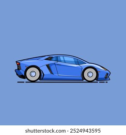 Ilustração vetorial de um carro esportivo azul elegante. Adequado para livros de imagens infantis, completo com desenhos de ilustração e adesivos