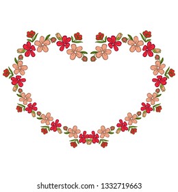 Vector illustration elegant bright colorful wreath frame with greeting card hand drawn