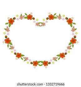 Vector illustration elegant bright colorful wreath frame with greeting card hand drawn