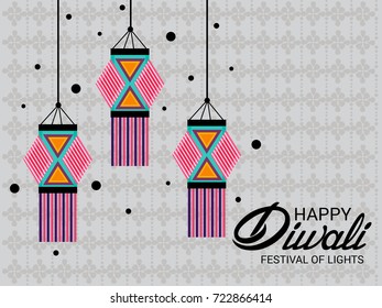 Vector illustration of a Elegant card design for traditional Indian festival diwali celebration background.

