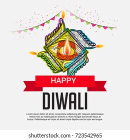 Vector illustration of a Elegant card design for traditional Indian festival diwali celebration background.