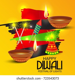 Vector illustration of a Elegant card design for traditional Indian festival diwali celebration background.