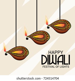 Vector illustration of a Elegant card design for traditional Indian festival diwali celebration background.
