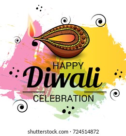 Vector illustration of a Elegant card design for traditional Indian festival diwali celebration background.