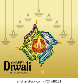 Vector illustration of a Elegant card design for traditional Indian festival diwali celebration background.
