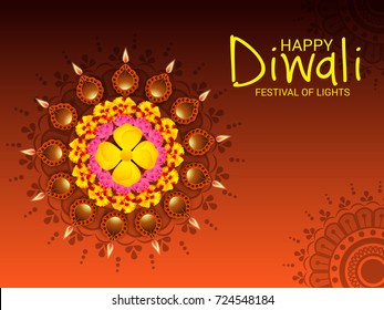Vector illustration of a Elegant card design for traditional Indian festival diwali celebration background.
