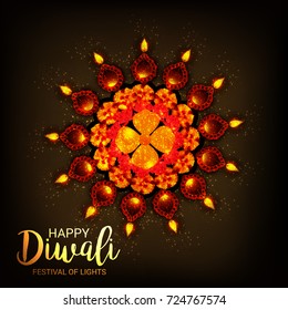 Vector illustration of a Elegant card design for traditional Indian festival diwali celebration background.