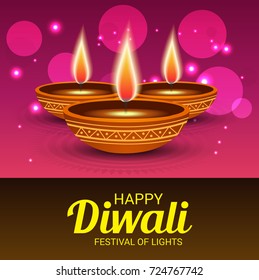 Vector illustration of a Elegant card design for traditional Indian festival diwali celebration background.