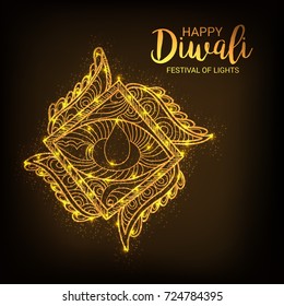 Vector illustration of a Elegant card design for traditional Indian festival diwali celebration background.