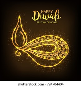 Vector illustration of a Elegant card design for traditional Indian festival diwali celebration background.