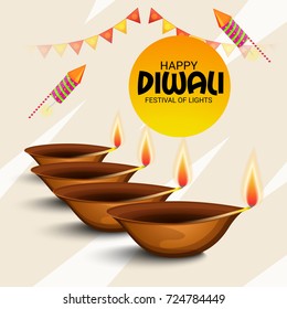 Vector illustration of a Elegant card design for traditional Indian festival diwali celebration background.