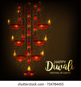 Vector illustration of a Elegant card design for traditional Indian festival diwali celebration background.