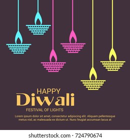 Vector illustration of a Elegant card design for traditional Indian festival diwali celebration background.
