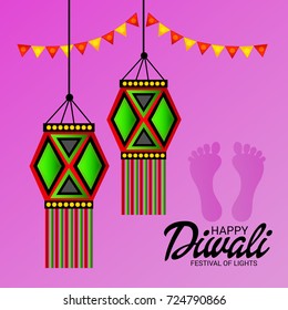 Vector illustration of a Elegant card design for traditional Indian festival diwali celebration background.