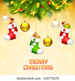 vector illustration of elegant christmas background with baubles