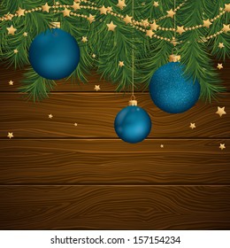 Vector Illustration of an Elegant Christmas Background with Baubles
