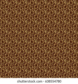 Vector illustration. Elegant Christmas Background with Shining Golden Elements. Golden seamless pattern on a brown background.
