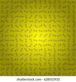 Vector illustration. Elegant Christmas Poster Template with Golden Elements. Seamless pattern with Luxury Ornament On a yellow Background.