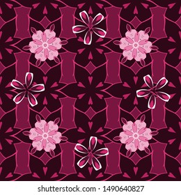 Vector illustration. Elegant Christmas seamless pattern with Shining purple and pink Elements.