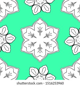 Vector illustration. Elegant Christmas seamless pattern with Shining white, green and black Elements.