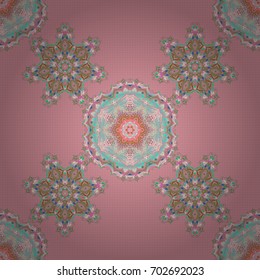 Vector illustration. Elegant Christmas seamless pattern with Shining green and pink Elements.